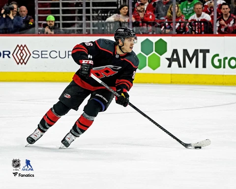 Teuvo Teravainen Carolina Hurricanes Unsigned Black Jersey Skating 8 x 10 Photo Cover