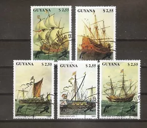 GUYANA Sailing Ships - Set of 5 - Scott 2353-57 CTO - Picture 1 of 1