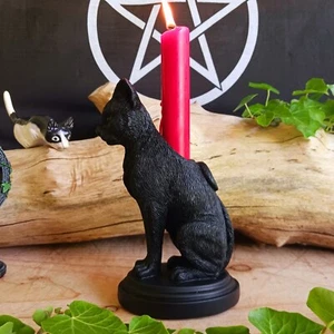Faust's Familiar | Black Cat Candlestick - Picture 1 of 3