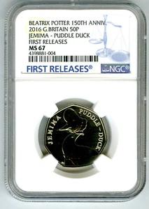 2016 GREAT BRITAIN 50P NGC MS67 DPL JEMIMA PUDDLE DUCK FIRST RELEASES POTTER - Picture 1 of 2