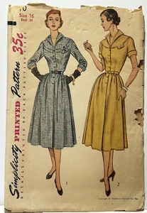 50s Simplicity 3670 Misses EINTEILER KLEID Muster Größe 16 Brustumfang 34" Hüfte 37" - Bild 1 von 11