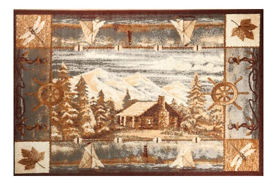 Nautical Decor Lodge - Multicolor, Mountain, Ocean, Area Rug - 518 - Image 1 of 4