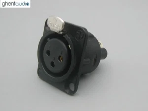 Ghentaudio---Neutrik NC3FD-S-1-B Chapado en Oro Hembra Chasis Tornillo XLR Enchufe - Imagen 1 de 3