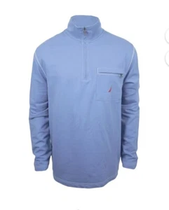 Nautica Men’s Pullover Size XL Half Zip Mock Neck Sweatshirt Blue Xtra Large - Picture 1 of 10