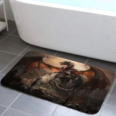Schwarzer Drache Badteppich Badvorleger Badmatte Duschvorlage Bad Spiel Anime - Bild 1 von 4