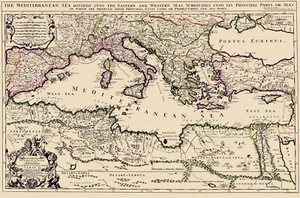 Historic Nautical Map - Mediterranean Sea Region - Berry 1685 - 23 x 34.79 - Picture 1 of 20