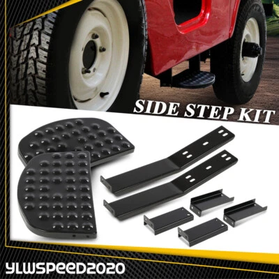 Pair Side Step Kit New w/ hardware Fit For Willys CJ2A CJ3A CJ3B M38 CJ5 Jeep - Image 1 of 4