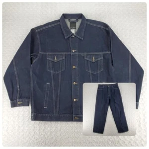 Vintage Sean John Denim Suit Men Blue Dark Wash 2XL Jacket & 36x32 Pants 90s Y2K - Picture 1 of 23