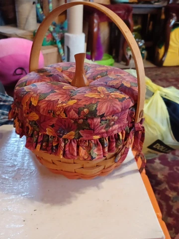 Longaberger 1996 Pumpkin Basket Lid Protector Liner 6" Tall Cover