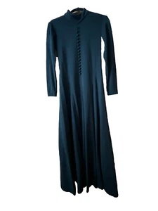 Vintage 70’s Miss Elliette California Long Black High Neck Dress In Size 14 - Picture 1 of 9