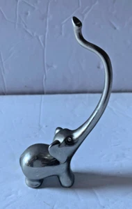 Brass Elephant Ring Holder With Rhinestone Eyes - Picture 1 of 5