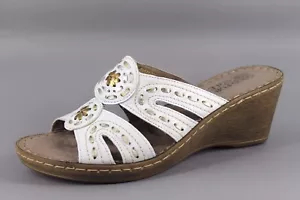 Sandali mulo donna Goldie UK 7 EU40 in pelle bianca con zeppa e tacco - Foto 1 di 6