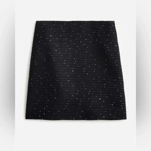 Natasha Black Silver Sequin Tweed HOLIDAY Mini Skirt, Sparkle! J Crew Size 12 - Picture 1 of 3