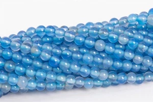 "Cuentas sueltas redondas de piedras preciosas redondas de 3 mm de ágata azul grado AAA 15,5" - Imagen 1 de 3
