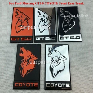 For Ford Mustang GT5.0 COYOTE Front Rear Trunk Badge Wolf Head Emblem Sticker#06 - Picture 1 of 29