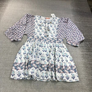 New Oliphant Dress Womens Small Tie Front Ballon Sleeve Tulip Blue 1156V Purple - Picture 1 of 11