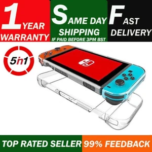 Nintendo Switch Transparent Clear Hard Case Cover 5 in 1 For Nintendo Switch - Picture 1 of 9