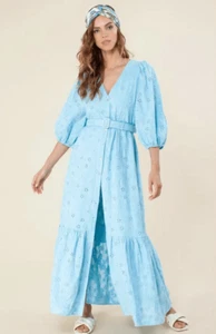 Maxi Vestido HALE BOB Gail - Azul Floral Ojales Mujer Talla Pequeña - Cinturón no incluido - Imagen 1 de 16