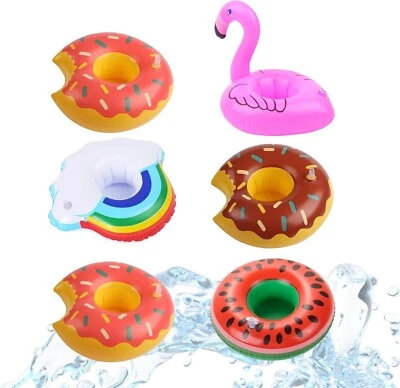 6x Getränkehalter Mix aufblasbar Schwimmring, Cocktailhalter, Becherhalter Pool - Bild 1 von 4