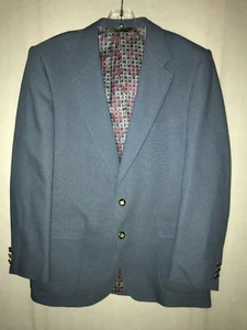 VINTAGE THE KNACK BABY BLUE POLYESTER BLAZER JACKET SIZE 42 70'S - Picture 1 of 5