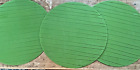 IKEA Set of 3 PANNA Green Plastic Round MCM stripped place mats NICE!! W/sticker