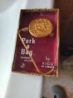 Vintage New in Box KIGU Table Top Bag  Holder, Gold Flower, 