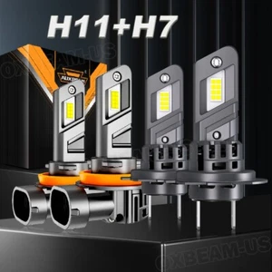 AUXBEAM H7+H11 6500K 70W 20000LM LED Headlight High Low Bulb 1:1 Canbus Wireless - Picture 1 of 12