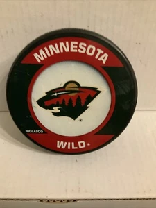 Red/Green Minnesota Wild Hockey Inglasco Puck NHL #307 - Picture 1 of 2