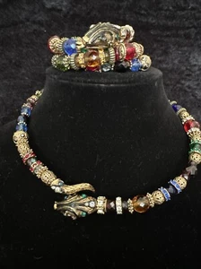 Vintage Sweet Romance Beaded Snake Necklace And Bracelet - Picture 1 of 15