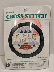 Counted Cross Stitch Kit Merry Christmas Complete L. Thompson #3122  5" Hoop  - Picture 1 of 8