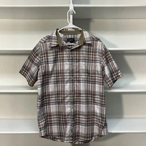 Marmot Shirt Mens Large Brown Plaid Short Sleeve Button Up Outdoor Fall Hiking - Picture 1 of 10