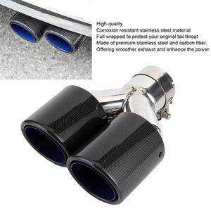 ༝Glossy Carbon Fiber Tail Throat Exhaust End Y Shaped Dual Outlet Left Side - Picture 1 of 12