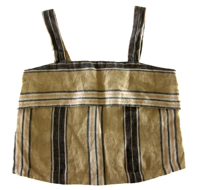 Banana Republic 100% Linen Brown Black Pink Stripe Crop Tank Blouse Women XS - Image 1 of 4
