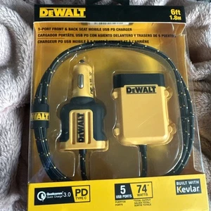 New DEWALT DXMA1410475 Car Charger 141 0475 DW2 Black/Yellow 5 USB Ports - Picture 1 of 4