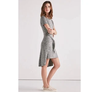 NWT Lucky Brand Tie Front Knit Dress Heather Grey Size XL - Picture 1 of 11