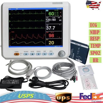 Portable Vital Sign Patient Monitor ECG NIBP RESP TEMP SPO2 PR Optional ETCO2 - Image 1 of 4