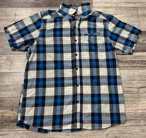 The North Face Button Up Shirt Mens Size Large Blue White Plaid Short Sleeve - Picture 1 of 8