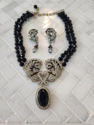 Heidi Daus Inspired Zebra Head Necklace And Earring Set  - Image 1 of 4