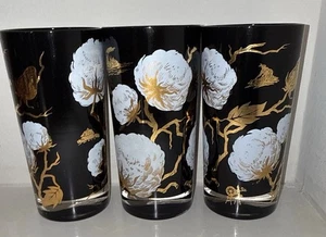 Vintage Culver Trinkgläser.  22 Karat Gold auf schwarzer Baumwollplantage. Sehr selten - Bild 1 von 10