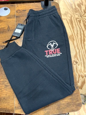 Pantalones de chándal True Religion antiguos Buda para hombre pequeños de vellón negros, nuevos con etiquetas. Foto 1 de 4
