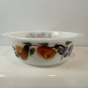 Tazón de colección Fire King 1/2 cuartos fruta patrón de moda gay EE. UU. melocotón uvas ciruela - Imagen 1 de 9