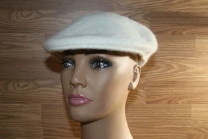 newsboy driver cap wilson leder weiß fluzzy flache Mütze WIRKLICH SCHÖN - Bild 1 von 8