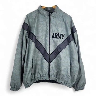 Skilcraft US Army PFU Jacket XL Reg Grey Camo Reflective Windbreaker Jacket Vtg - Image 1 of 4