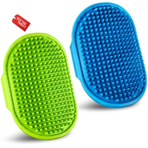 Pet Grooming Brush, Shampoo Rubber Comb, Adjustable Ring Handle, Cat and Dog - Picture 1 of 10