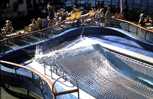 1970's Kodachrome Slide, Heavy Swells Cause Cruise Ship Pool Water to Overflow - Picture 1 of 1