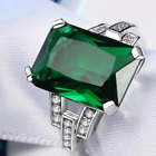 Green Emerald Women Ring 950 Platinum 3.20 Carat Certified Lab Created Diamond