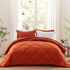 SunStyle Home Queen Comforter Set, Down Alternative Burnt Orange Comforter with 