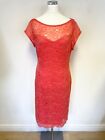 JAEGER CORAL LACE BOAT NECK CAP SLEEVED SPECIAL OCCASION DRESS SIZE 18