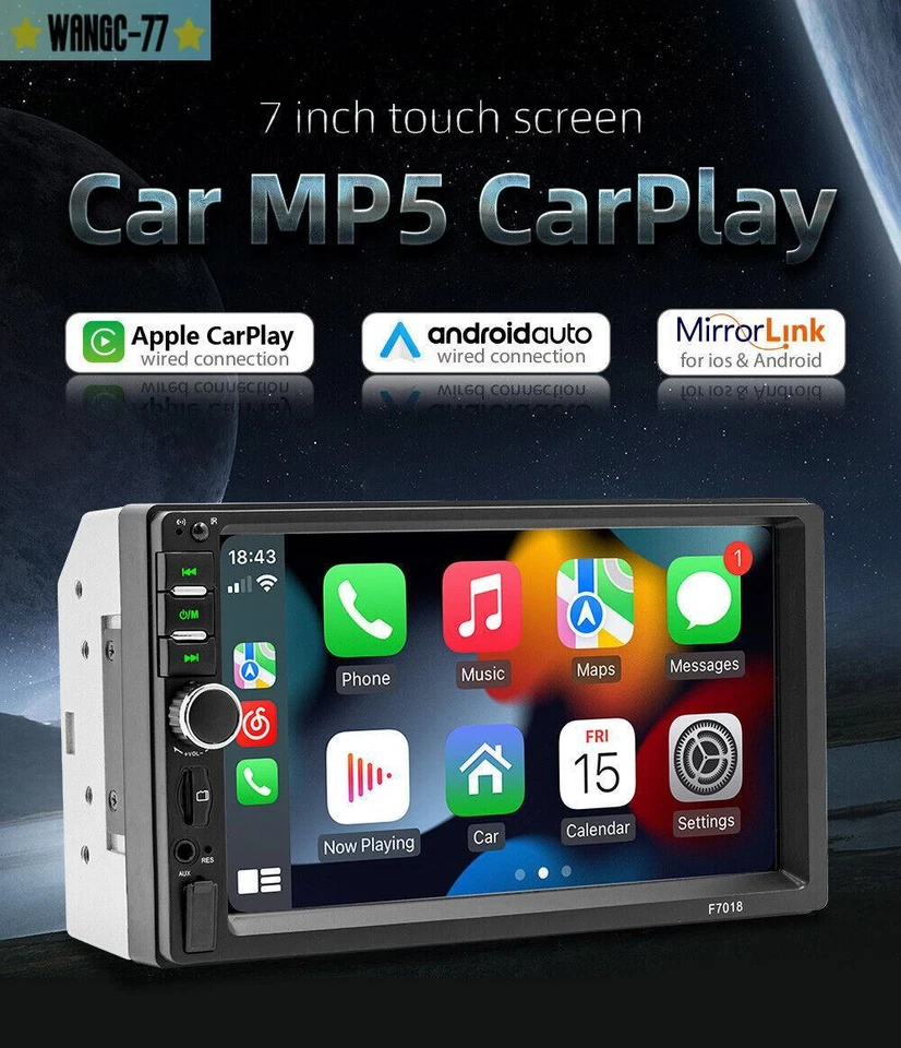 Radio Pantalla Táctil Estéreo Coche 2 Din Bluetooth FM USB Carplay Android Automático Foto 1 de 4