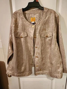 Ladies Fancy Gold Metallic dress Jacket Sz 20, Ruby Rd , light & Classy - Picture 1 of 6
